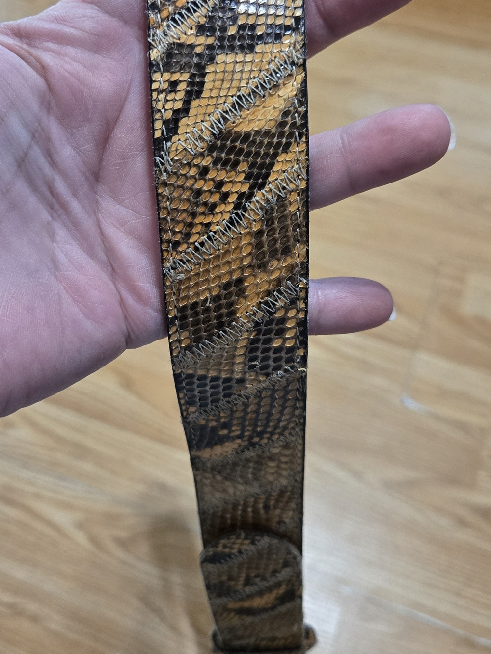 ACME Snake-Print Belt in Brown and Black Genuine Python Vintage - Picture 8 of 12
